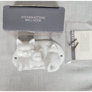 VTG 80s Avon Ceramic Kitchen Kittens Wall Hooks Keys Jewelry Dish Towel Cats NOS